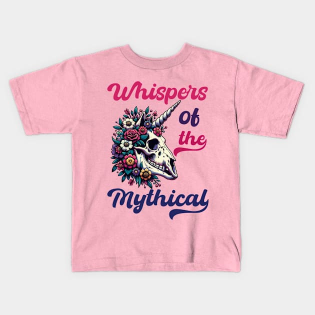 Unicorn skull with flowers Kids T-Shirt by Art_Boys